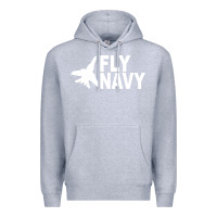 Heather Grey fly navy Premium Hoodie - DesigneFamous