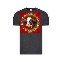 Vintage Black christmas holstein calf face Vintage Tee - LillyAllenDesigns