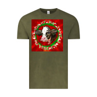 Vintage Olive christmas holstein calf face Vintage Tee - LillyAllenDesigns