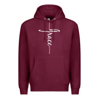 Burgundy grace   christian faith cross script baptism gift Premium Hoodie - DesigneFamous