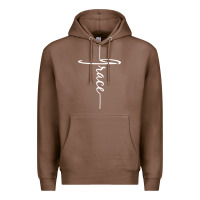 Chestnut grace   christian faith cross script baptism gift Premium Hoodie - DesigneFamous
