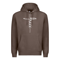 Coffee grace   christian faith cross script baptism gift Premium Hoodie - DesigneFamous