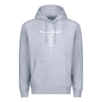 Heather Grey grace   christian faith cross script baptism gift Premium Hoodie - DesigneFamous