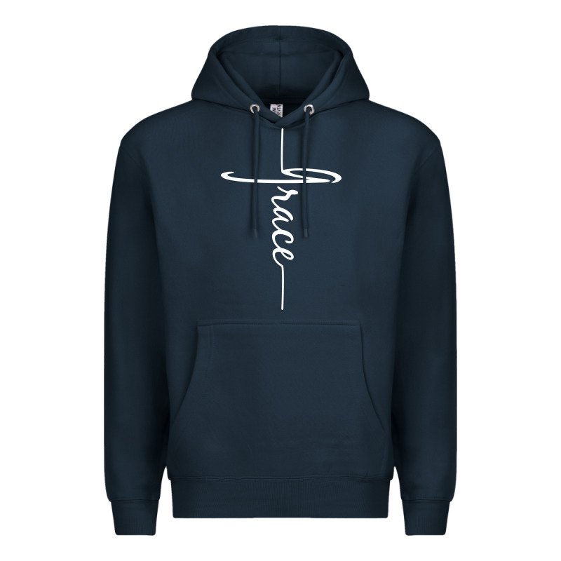Grace   Christian Faith Cross Script Baptism Gift Premium Hoodie by DesigneFamous | Teevron