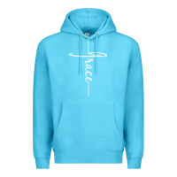 Ocean Blue grace   christian faith cross script baptism gift Premium Hoodie - DesigneFamous