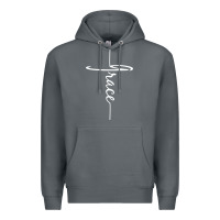 Rock grace   christian faith cross script baptism gift Premium Hoodie - DesigneFamous