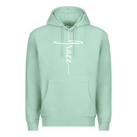 Seafoam grace   christian faith cross script baptism gift Premium Hoodie - DesigneFamous
