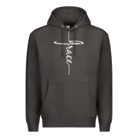 Smoke grace   christian faith cross script baptism gift Premium Hoodie - DesigneFamous
