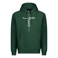 Sports Green grace   christian faith cross script baptism gift Premium Hoodie - DesigneFamous