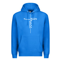 True Royal grace   christian faith cross script baptism gift Premium Hoodie - DesigneFamous