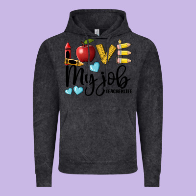 Love My Job Teacher Life Vintage Hoodie Designed By Barkaloodesign