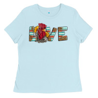 Baby Blue love rooster head Ladies Tee - LillyAllenDesigns
