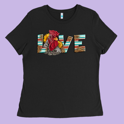 Love Rooster Head Ladies Tee Designed By Lillyallendesigns