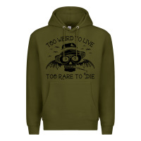 Army Green hunter s thompson  fear and loathing in las vegas rare to die Premium Hoodie - DesigneFamous