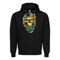 Black Illinois Map Sunflower Cactus Serape Zipper Hoodie - RanaPortraitStore