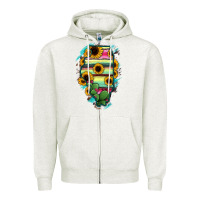 Oatmeal Heather Illinois Map Sunflower Cactus Serape Zipper Hoodie - RanaPortraitStore