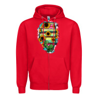 Red Illinois Map Sunflower Cactus Serape Zipper Hoodie - RanaPortraitStore