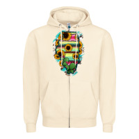 Sandshell Illinois Map Sunflower Cactus Serape Zipper Hoodie - RanaPortraitStore