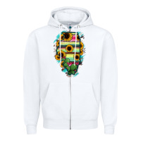 White Illinois Map Sunflower Cactus Serape Zipper Hoodie - RanaPortraitStore