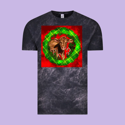 Christmas Red Angus Calf Vintage Tee Designed By Lillyallendesigns