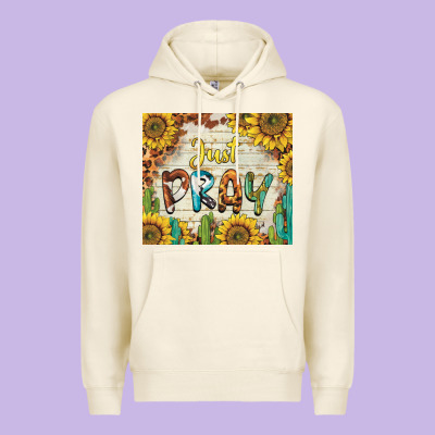 Just Pray Premium Hoodie Designed By Barkaloodesign
