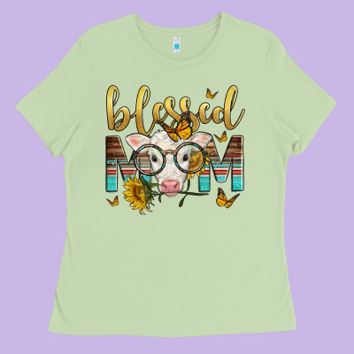 Western Blessed Mom Baby Calf Ladies Tee Designed By Lillyallendesigns