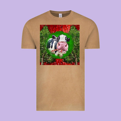 Christmas Holstein Vintage Tee Designed By Lillyallendesigns