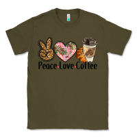 Army Green peace love coffee Classic Tee - BarkalooDesign