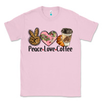 Bubblegum Pink peace love coffee Classic Tee - BarkalooDesign