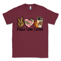 Burgundy peace love coffee Classic Tee - BarkalooDesign