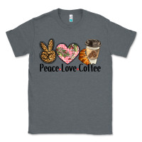 Charcoal Heather peace love coffee Classic Tee - BarkalooDesign