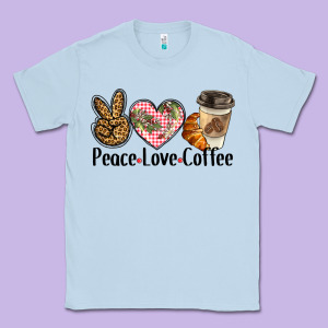 Peace Love Coffee Classic Tee Designed By Barkaloodesign