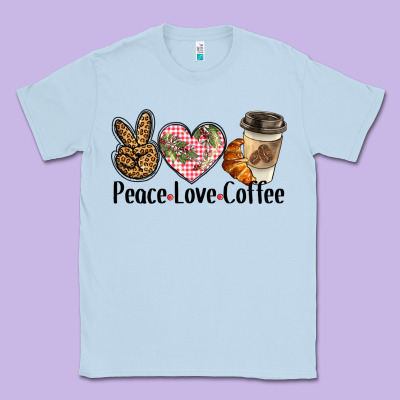 Peace Love Coffee Classic Tee Designed By Barkaloodesign