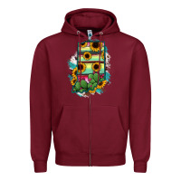 Burgundy Indiana Map Sunflower Cactus Serape Zipper Hoodie - RanaPortraitStore