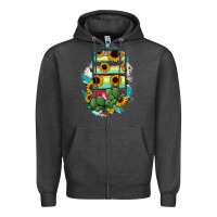 Charcoal Heather Indiana Map Sunflower Cactus Serape Zipper Hoodie - RanaPortraitStore