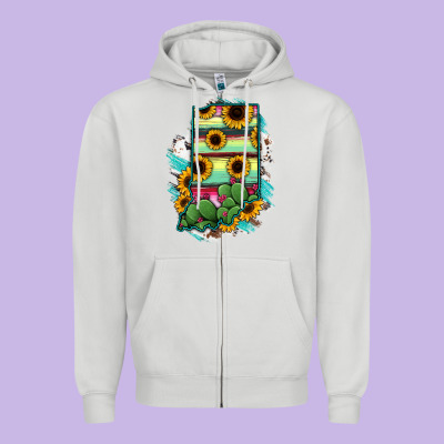 Indiana Map Sunflower Cactus Serape Zipper Hoodie Designed By Ranaportraitstore