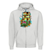 Dove Grey Indiana Map Sunflower Cactus Serape Zipper Hoodie - RanaPortraitStore