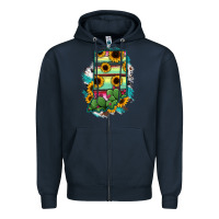 Navy Indiana Map Sunflower Cactus Serape Zipper Hoodie - RanaPortraitStore