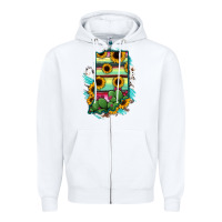 White Indiana Map Sunflower Cactus Serape Zipper Hoodie - RanaPortraitStore
