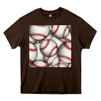 Chocolate Brown baseball seamless pattern Heavy Core Tee - BundleAndBundleShop