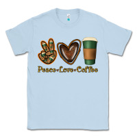 Dusty Blue peace love coffee Classic Tee - Jasminsmagicworld