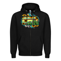 Black Kansas map sunflower catus serape Zipper Hoodie - RanaPortraitStore