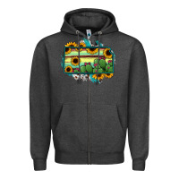 Charcoal Heather Kansas map sunflower catus serape Zipper Hoodie - RanaPortraitStore
