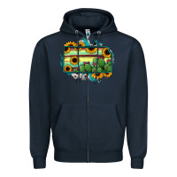 Navy Kansas map sunflower catus serape Zipper Hoodie - RanaPortraitStore