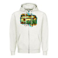 Oatmeal Heather Kansas map sunflower catus serape Zipper Hoodie - RanaPortraitStore