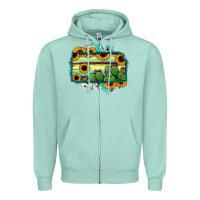 Seafoam Kansas map sunflower catus serape Zipper Hoodie - RanaPortraitStore