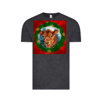 Vintage Black christmas red angus calf head Vintage Tee - LillyAllenDesigns