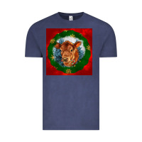 Vintage Denim christmas red angus calf head Vintage Tee - LillyAllenDesigns