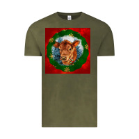Vintage Olive christmas red angus calf head Vintage Tee - LillyAllenDesigns