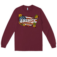 Burgundy usa map Long Sleeve Tee - Artiststas